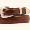 M and F Western Product N2417202 Men's Tapered Belt in Brown Leather with Buckstitched Back